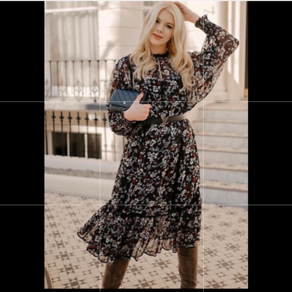 contrast lace floral print dress